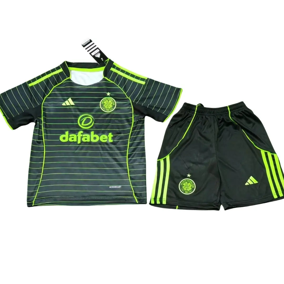 Equipación infantil de visitante del Celtic 2025/26 - Camiseta + Pantalón corto