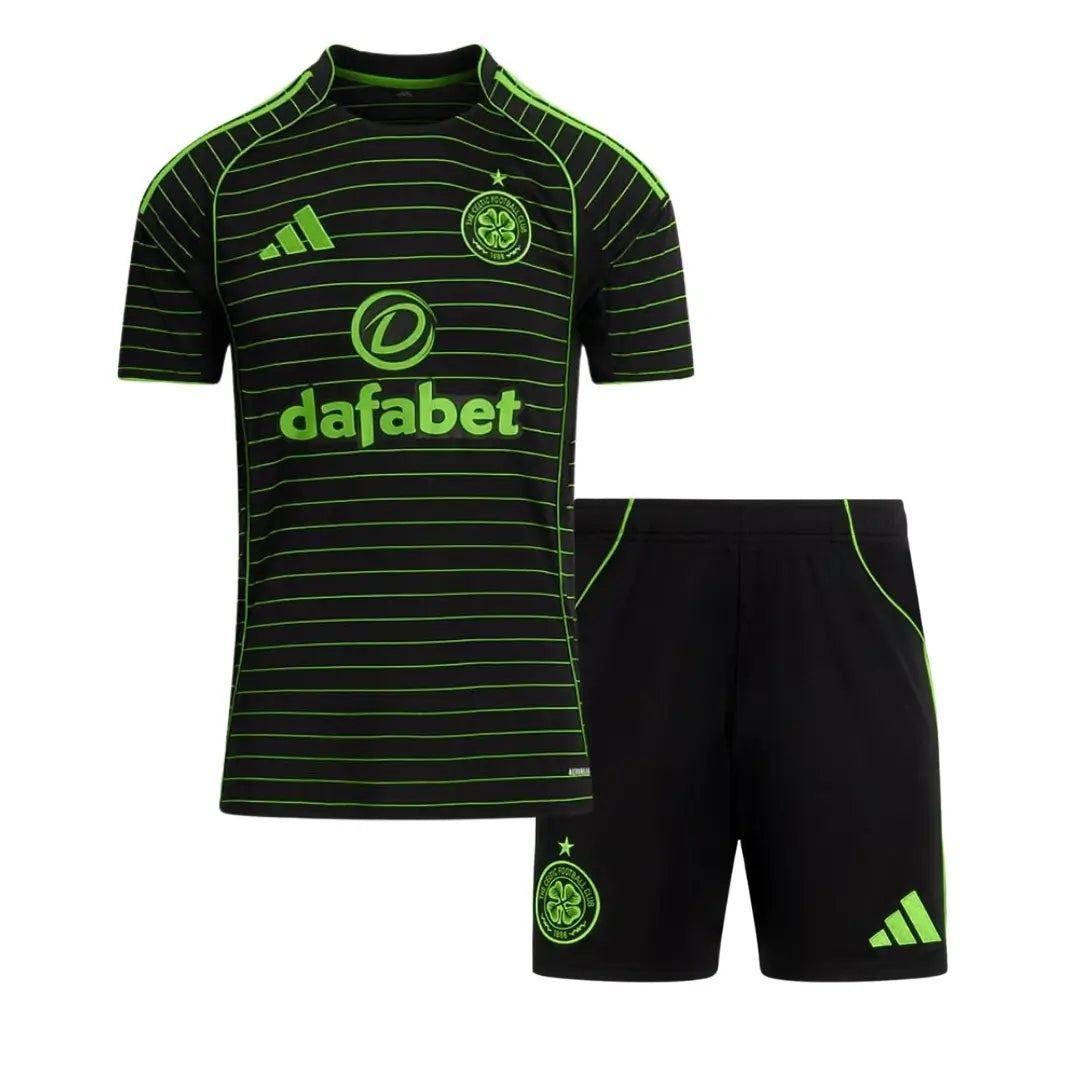 Equipación infantil de visitante del Celtic 2025/26 - Camiseta + Pantalón corto