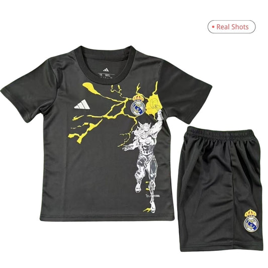 Kid's Real Madrid Marvel Warm Up Jersey Kit 2025/26 Black