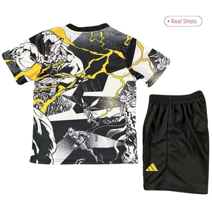 Kid's Real Madrid Marvel Warm Up Jersey Kit 2025/26 Black&White