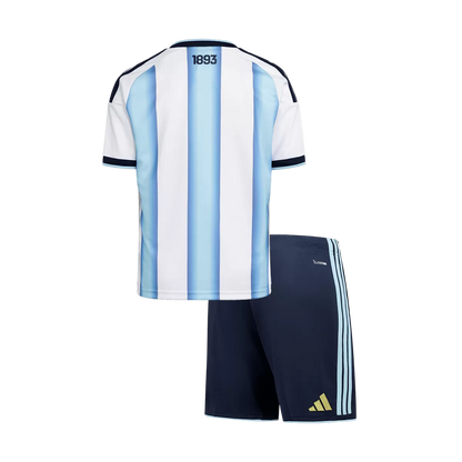 Conjunto de camiseta y pantalón corto de la selección argentina para niños, temporada 2025/26