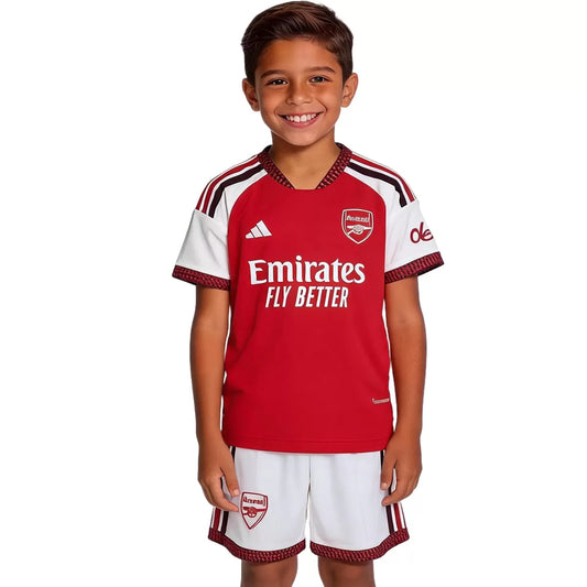 Conjunto de camiseta y pantalón corto de fútbol para niños del Arsenal (local) 2026/27