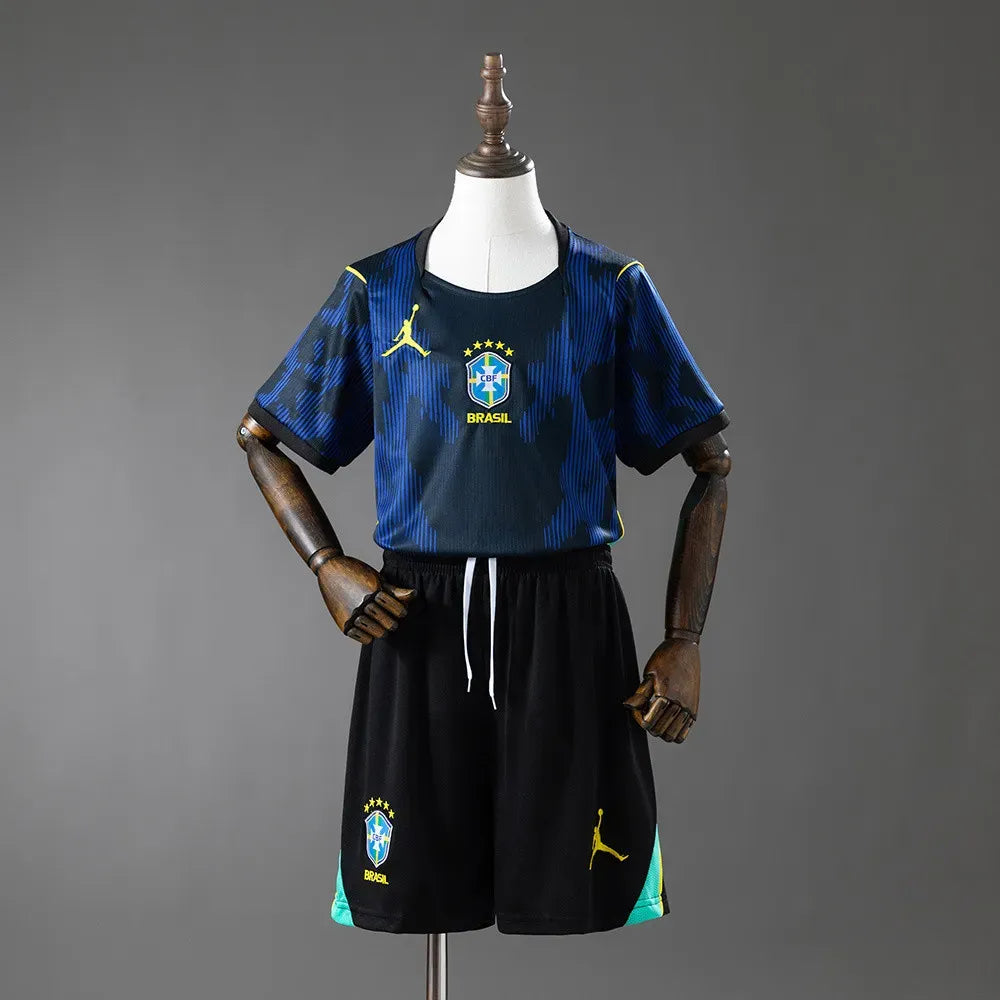 Kid's Brazil Away Soccer Kit 2026 World Cup - Jersey + Shorts