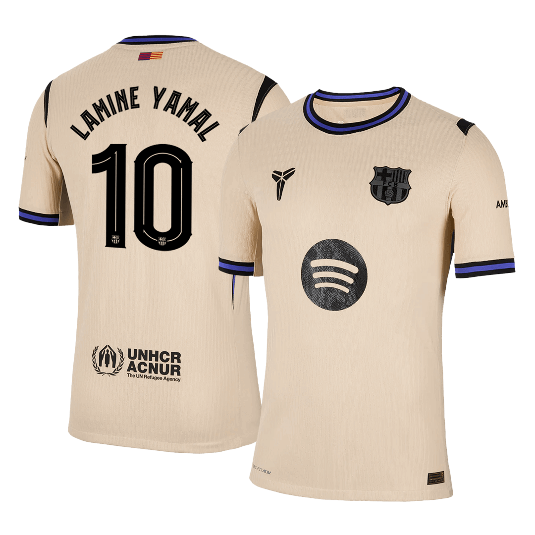 Camiseta de Lamine Yamal nº 10 del Barcelona, ​​versión visitante, temporada 2025/26 - Champions League