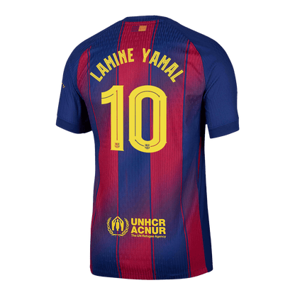 Camiseta de Lamine Yamal nº 10 del Barcelona, ​​versión jugador local, temporada 2025/26 - Champions League