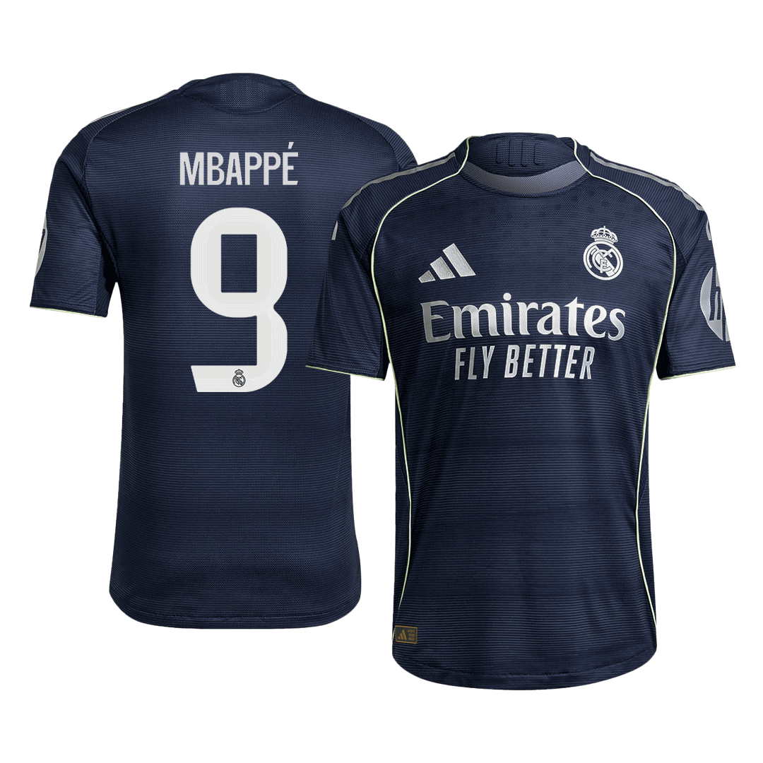 Camiseta de fútbol de visitante del Real Madrid, versión jugador, MBAPPÉ #9, temporada 2025/26