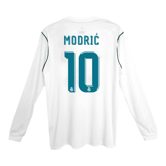 MODRIĆ #10 Retro 2017/18 Real Madrid Home Long Sleeve Soccer Jersey