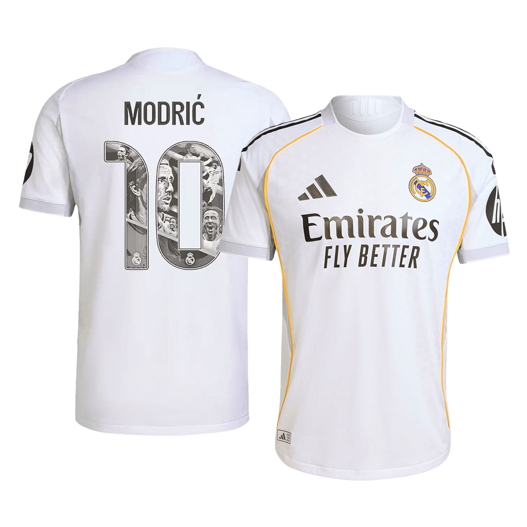 MODRIĆ Maillot domicile Real Madrid version joueur n°10, blanc, saison 2025/26