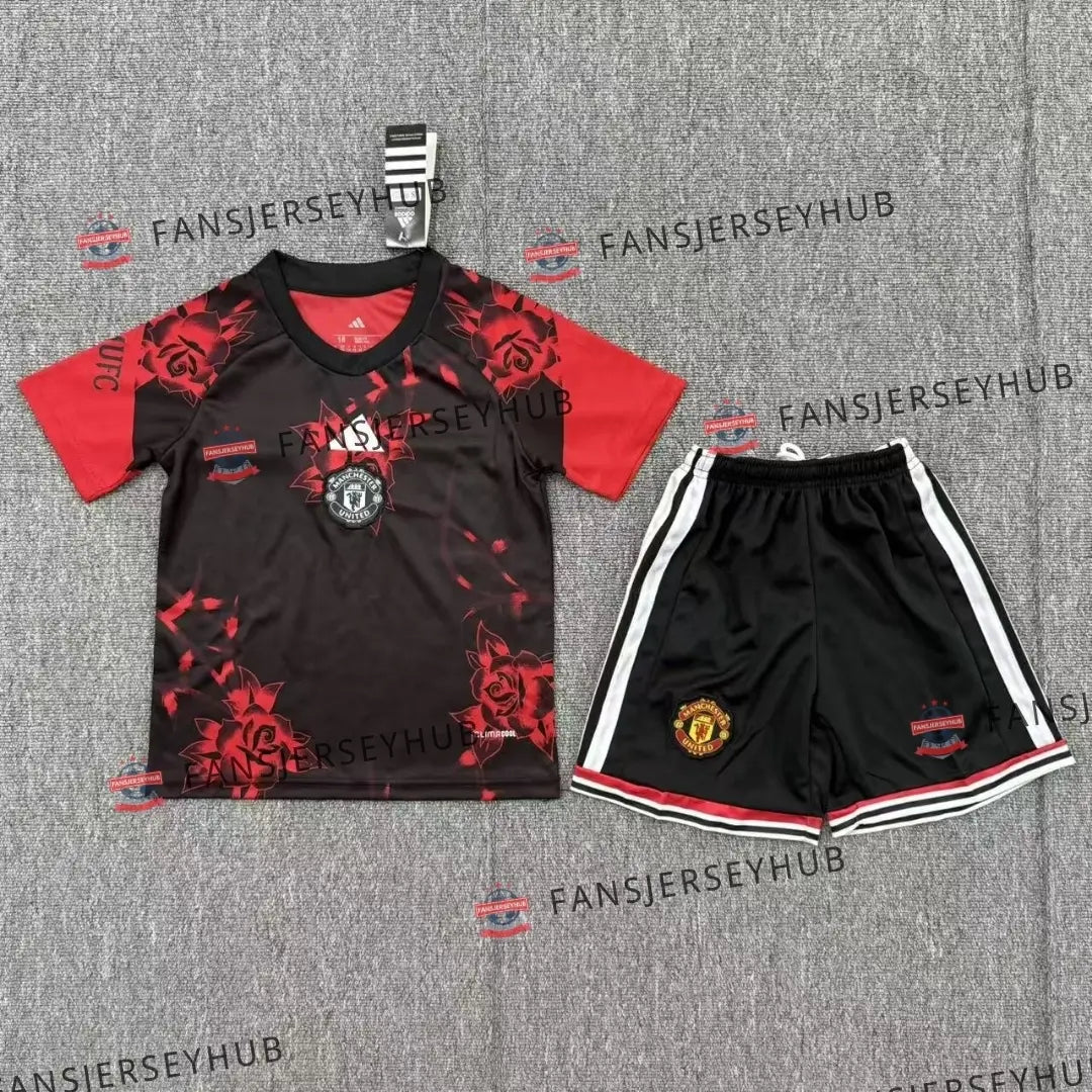 Red Devils Kid's Rose Pre-Match Kit 2026/27 - Jersey+Shorts
