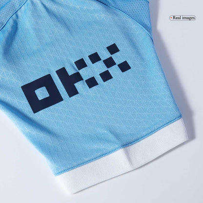 Camiseta de fútbol del Manchester City, versión jugador local, temporada 2025/26, azul