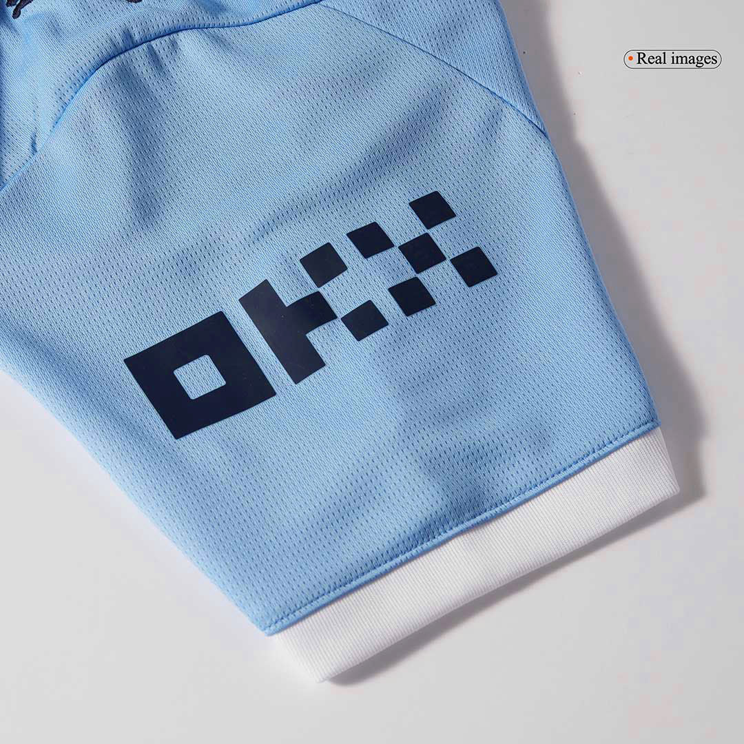 Equipación de fútbol del Manchester City (camiseta + pantalón corto) temporada 2025/26, azul