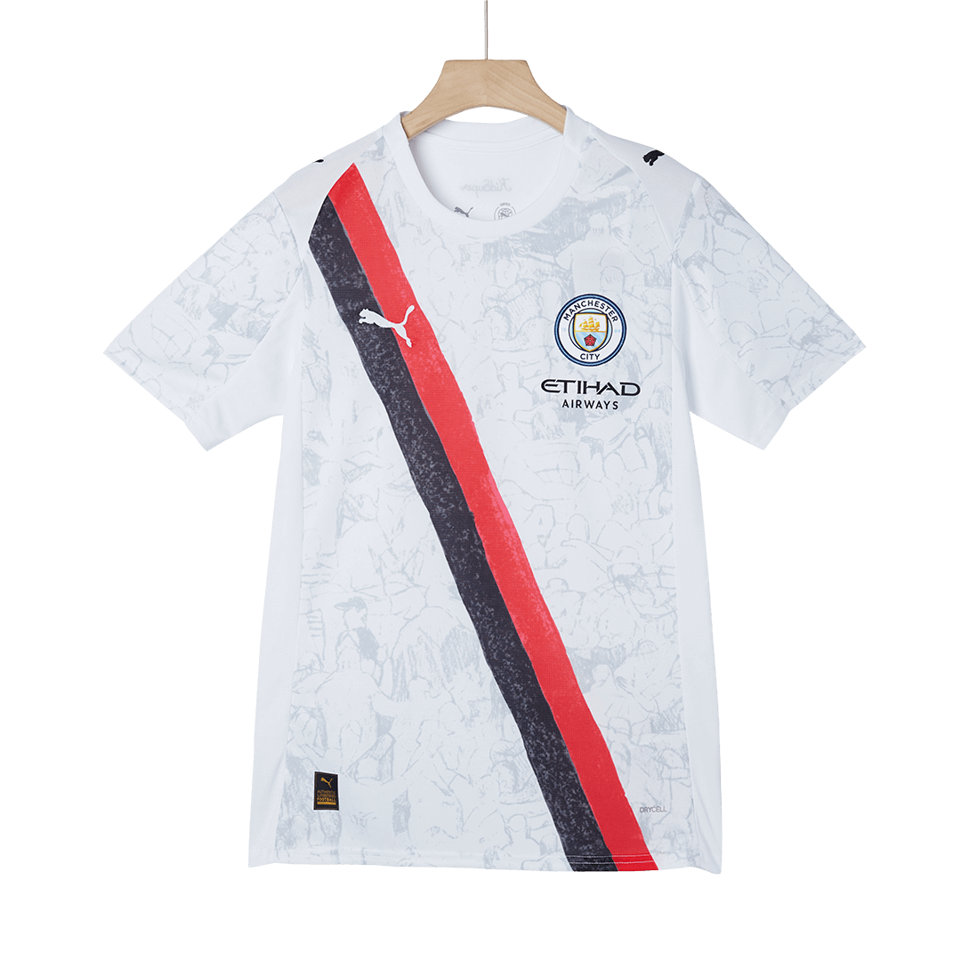 Camiseta de fútbol infantil del Manchester City 2025/26 blanca - Mundial de Clubes