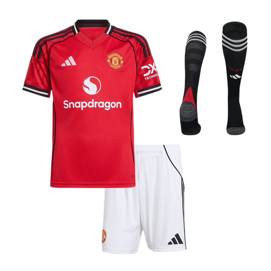 Manchester United Kid's Home Full Kit 2025/26 - Jersey+Shorts+Socks