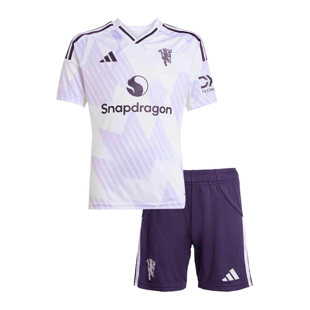 Equipación visitante infantil del Manchester United - Camiseta + Pantalón corto 2025/26