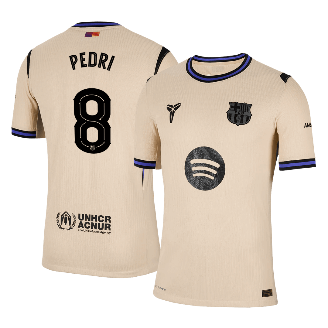 Camiseta de fútbol PEDRI #8 del Barcelona, ​​versión visitante, temporada 2025/26 - Champions League