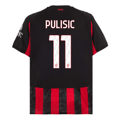 Camiseta de fútbol del AC Milan número 11, local, temporada 2025/26, roja y negra.