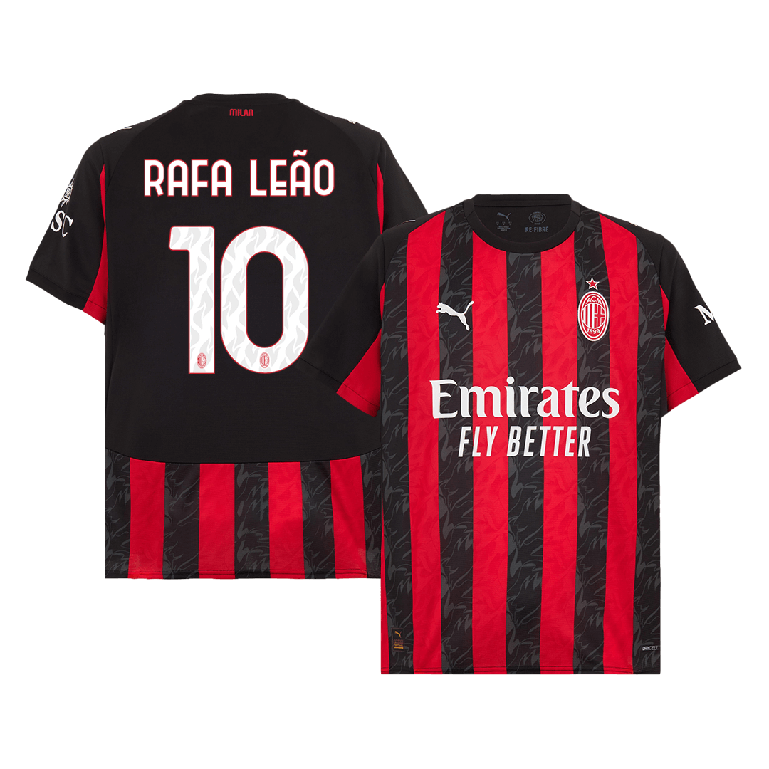 Maillot de football RAFA LEÃO #10 AC Milan domicile 2025/26 rouge et noir
