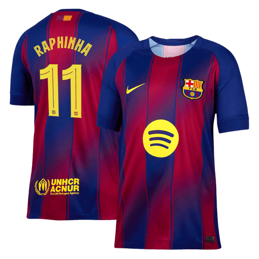 RAPHINHA #11 Barcelona Home Soccer Jersey 2025/26 - UCL