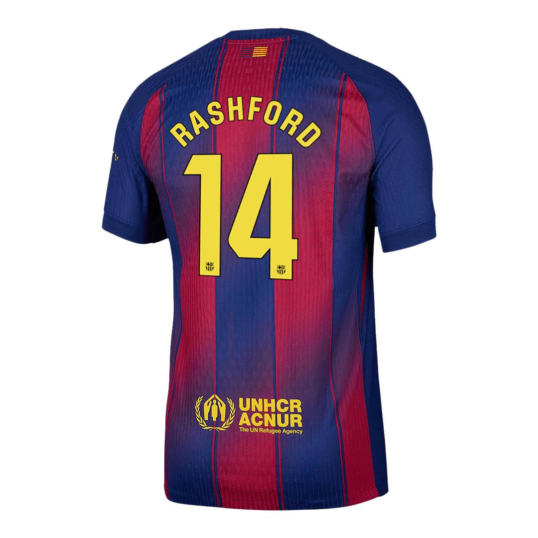 Maillot domicile du FC Barcelone, version joueur, n° 14, RASHFORD, saison 2025/26