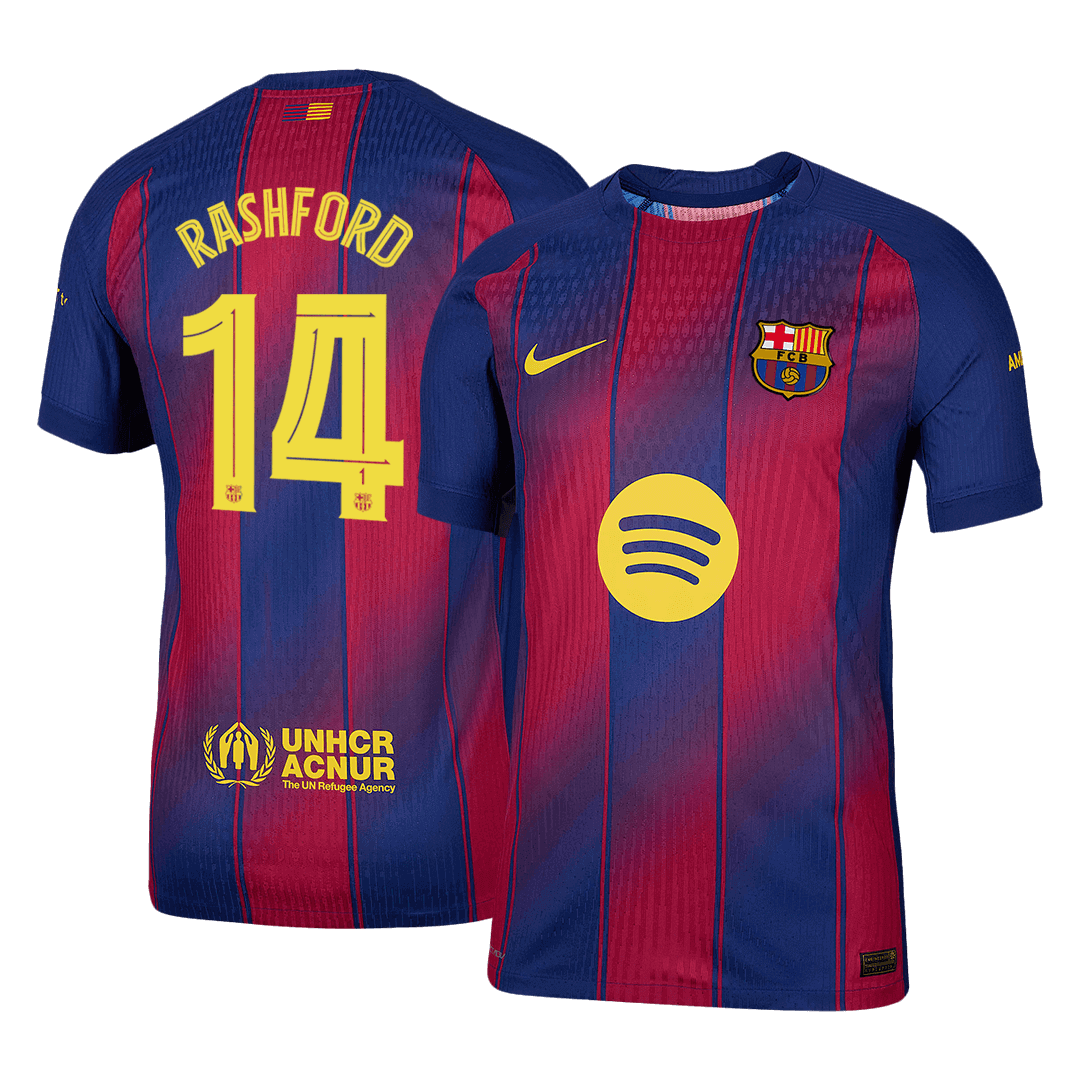 Maillot domicile de Rashford n°14, version joueur du FC Barcelone, saison 2025/26 - Ligue des champions