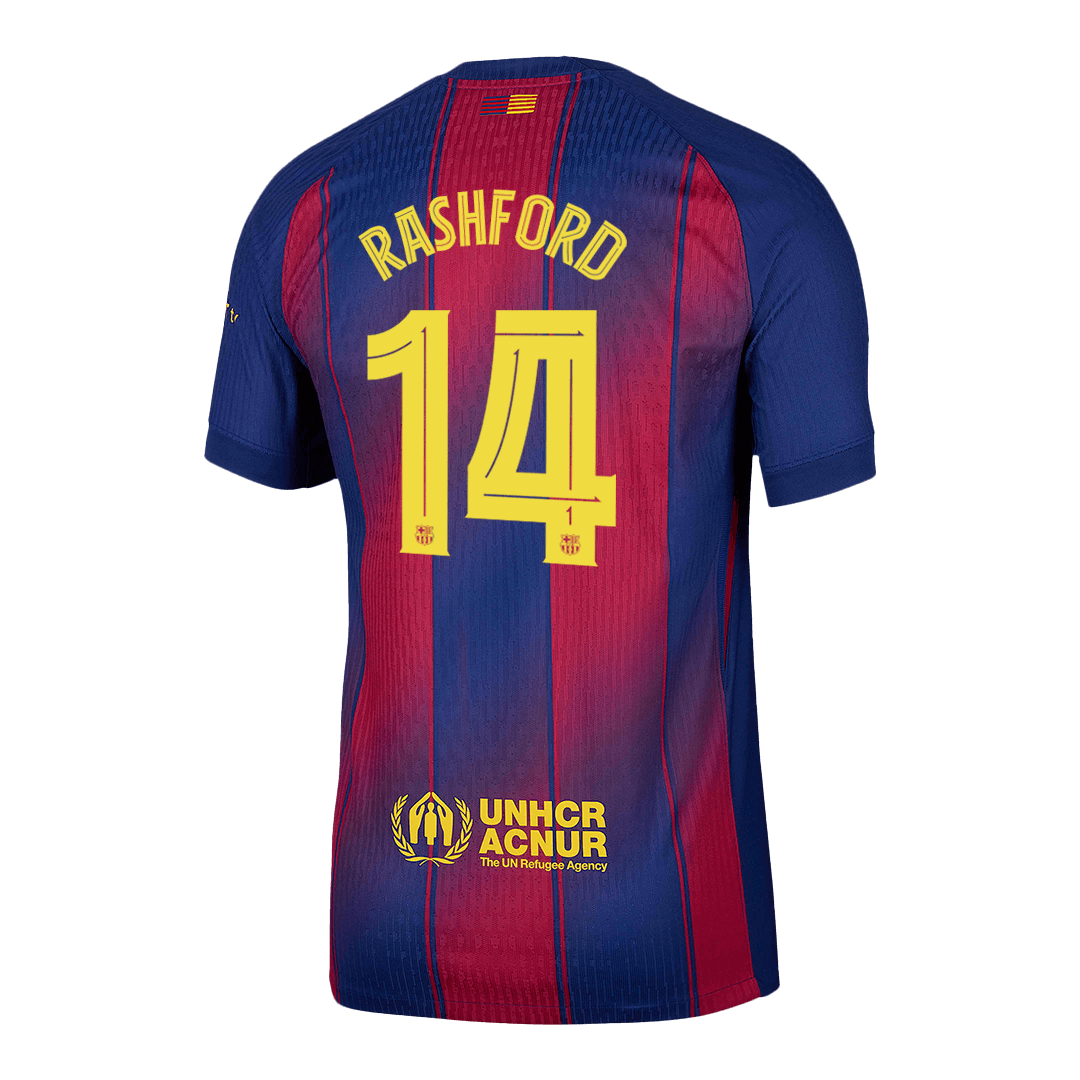 Maillot domicile de Rashford n°14, version joueur du FC Barcelone, saison 2025/26 - Ligue des champions