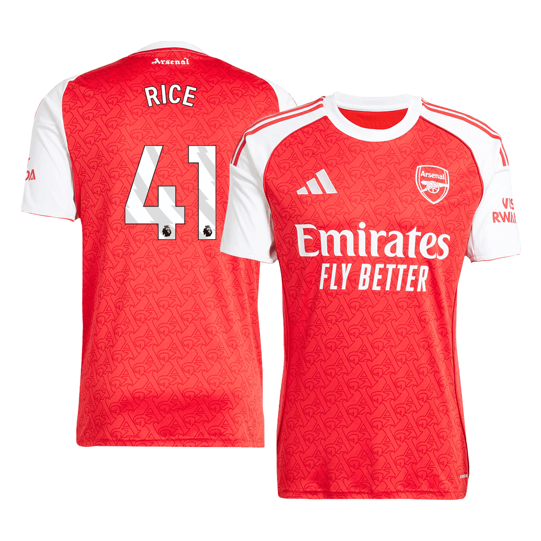 Camiseta de fútbol del Arsenal #41 de Rice, local, temporada 2025/26, roja