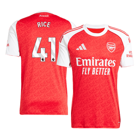 RICE #41 Arsenal Home Soccer Jersey 2025/26 Red