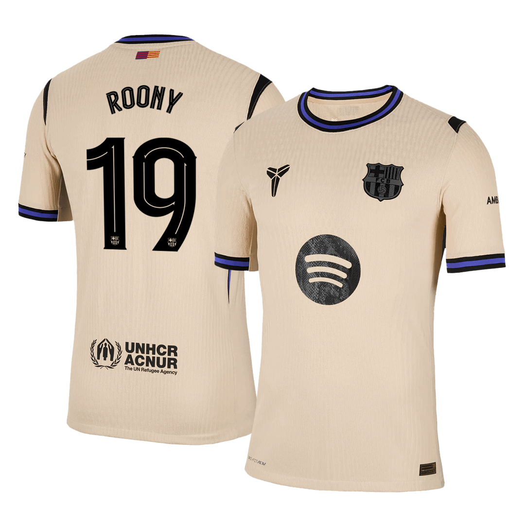 Camiseta de Roony nº 19 del Barcelona, ​​versión visitante, temporada 2025/26 - Champions League