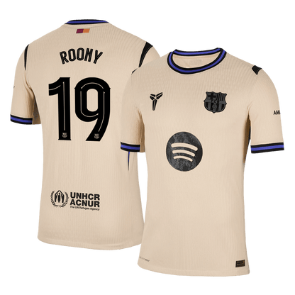 Camiseta de Roony nº 19 del Barcelona, ​​versión visitante, temporada 2025/26 - Champions League