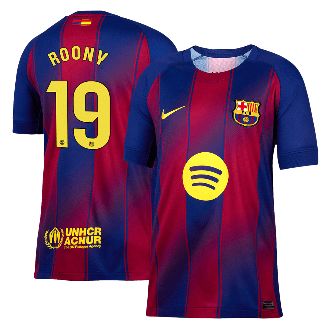 Camiseta de fútbol del FC Barcelona número 19 de Roony, temporada 2025/26