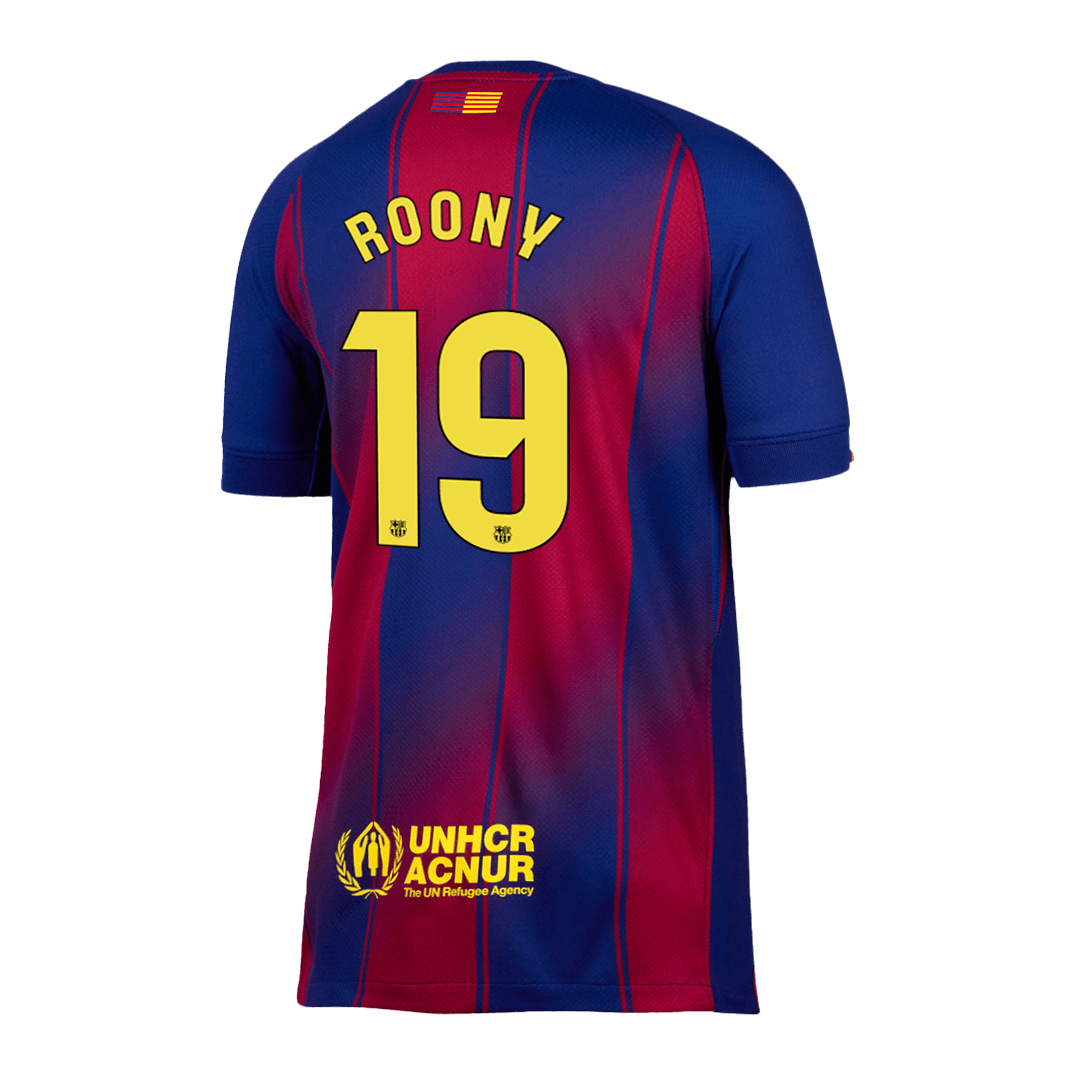 Camiseta de fútbol del FC Barcelona número 19 de Roony, temporada 2025/26