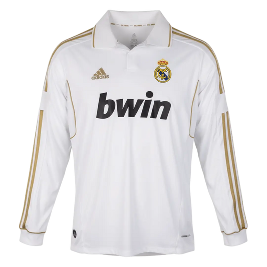 Real Madrid 2011/12 Home Long Sleeve Retro Soccer Jersey