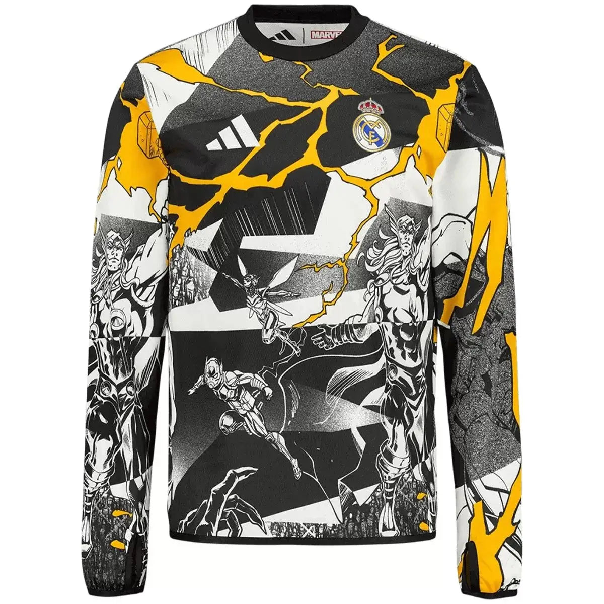 Real Madrid Marvel Warm Up Long Sleeve Shirt 2025/26 White/Black