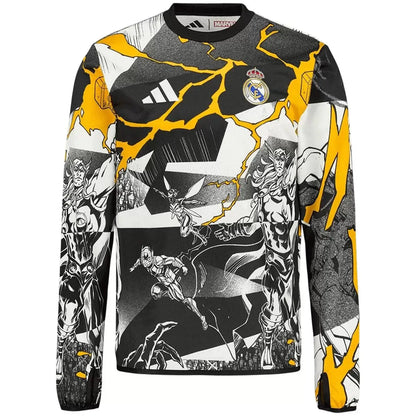 Real Madrid Marvel Warm Up Long Sleeve Shirt 2025/26 White/Black