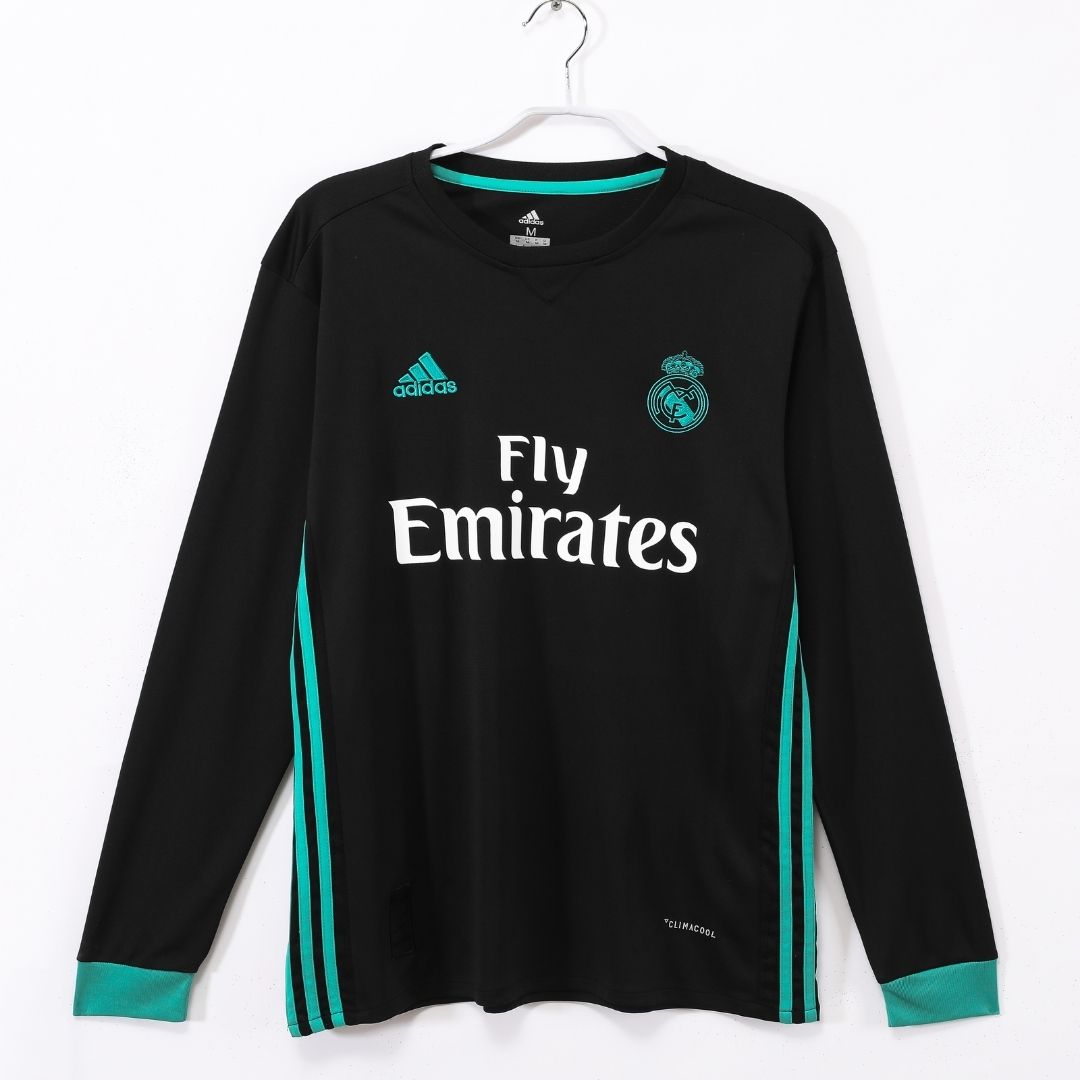 Real Madrid 2017/18 Away Long Sleeve Retro Soccer Jersey