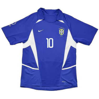Rivaldo #10 Brazil 2002 Away Retro Football Jersey