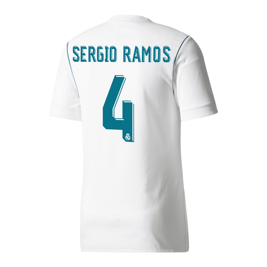 SERGIO RAMOS #4 Retro 2017/18 Real Madrid Home Soccer Jersey