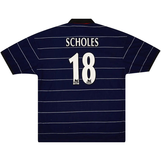 Scholes #18 Retro Manchester United 1999/00 Away Soccer Jersey