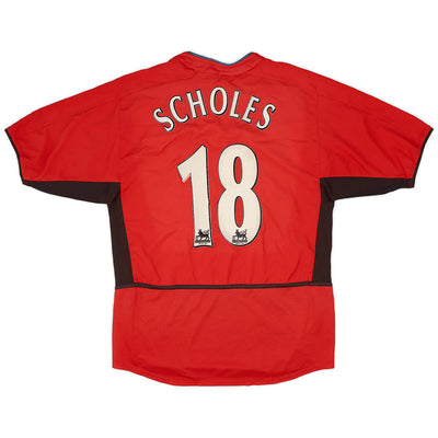 Scholes #18 Retro Manchester United 2002/04 Home Soccer Jersey