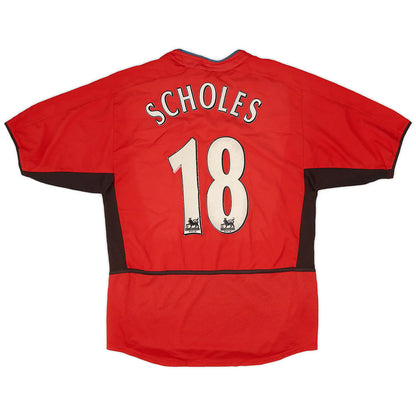Scholes #18 Retro Manchester United 2002/04 Home Soccer Jersey