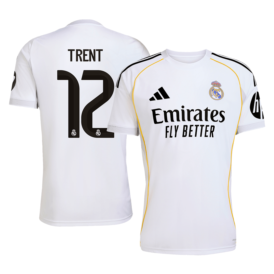 Camiseta de fútbol del Real Madrid, local, número 12, temporada 2025/26, blanca, de Trent