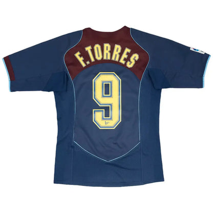 Camiseta retro de fútbol de visitante Torres #9 del Atlético de Madrid 2004/05