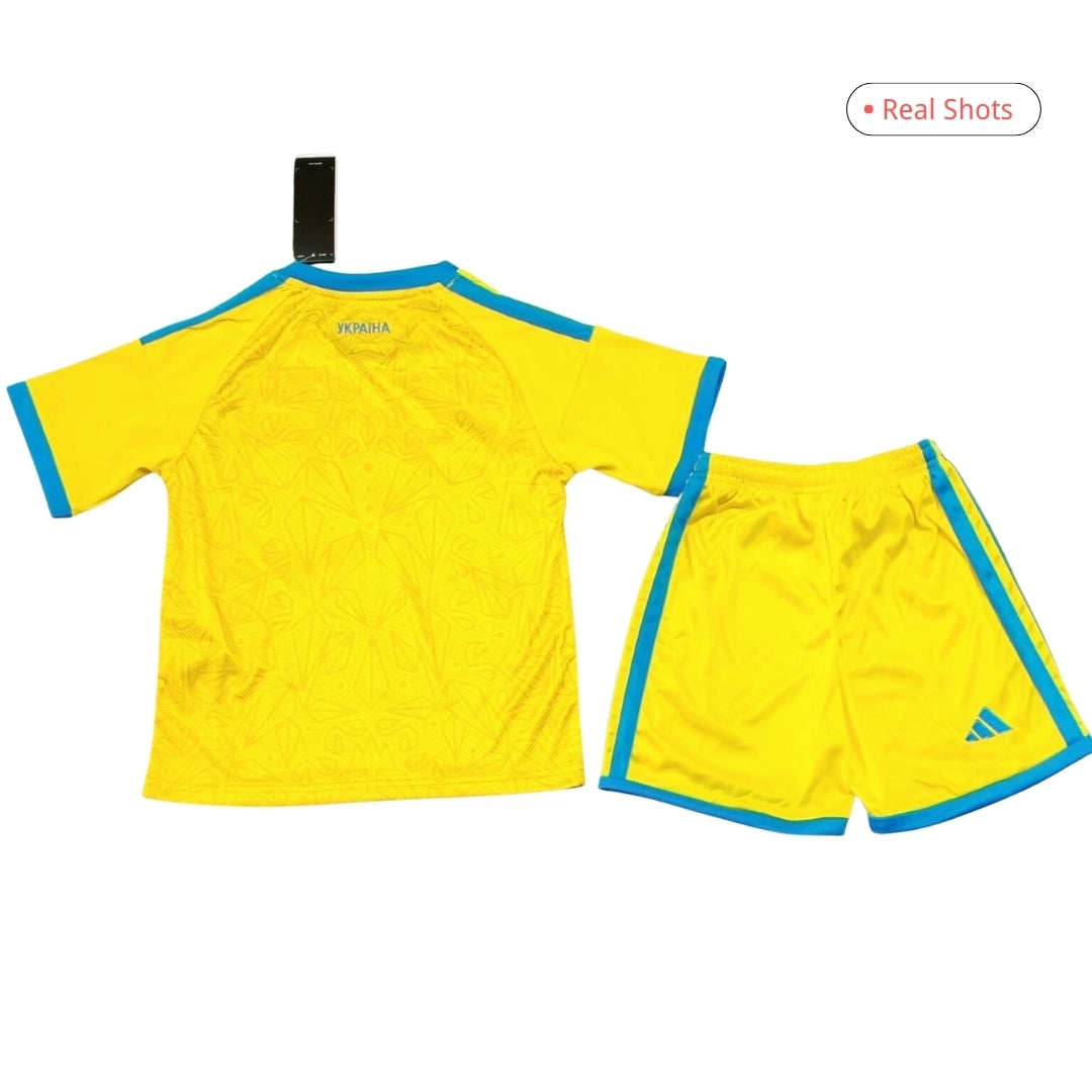 Kit local de Ucrania para niños (Camiseta y pantalón corto) para el Mundial 2026