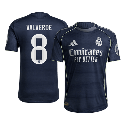 Camiseta de fútbol de visitante del Real Madrid, versión jugador, número 8, de Valveverde, temporada 2025/26