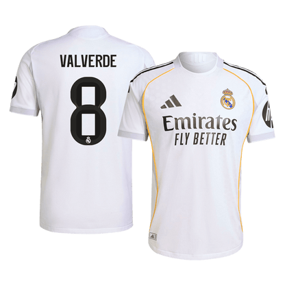 Camiseta de fútbol de Valverde nº 8 del Real Madrid, versión jugador local, temporada 2025/26