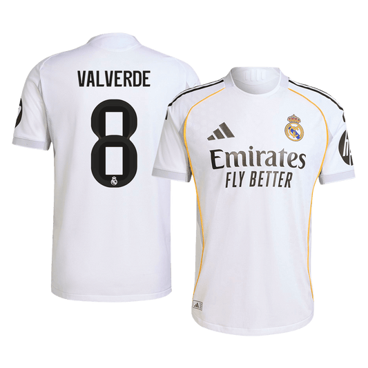 VALVERDE #8 Real Madrid Home Player Version Soccer Jersey 2025/26