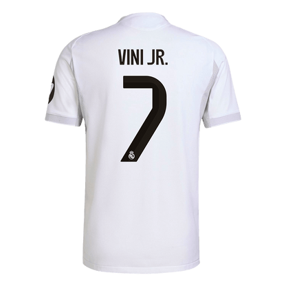 Camiseta de fútbol VINI JR. #7 Real Madrid, versión jugador local, temporada 2025/26, blanca