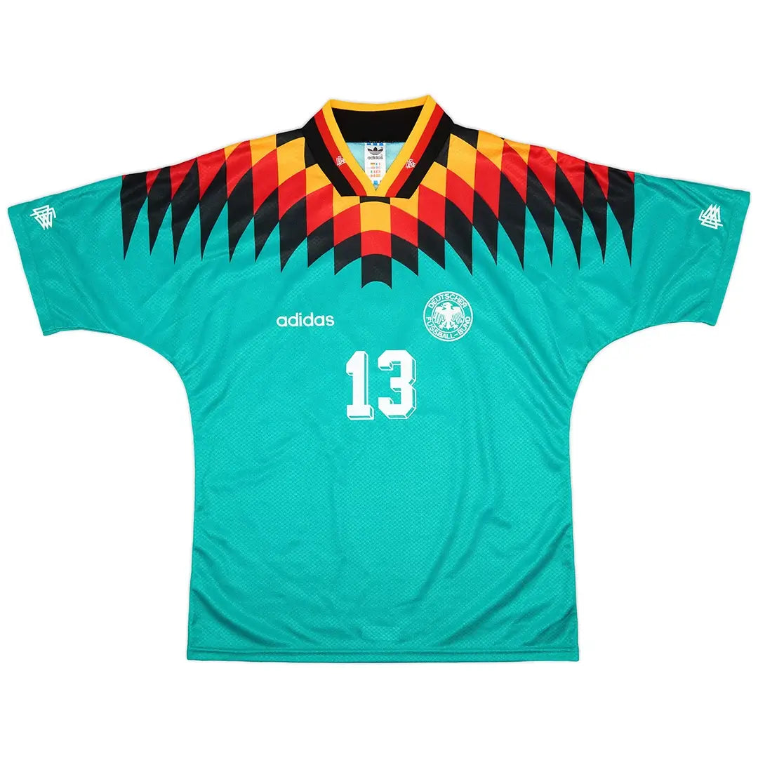 Maillot de football rétro extérieur de l'Allemagne, Völler n° 13, Coupe du monde 1994