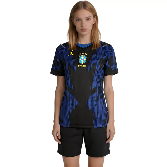 Camiseta de fútbol de visitante de Brasil para mujer, Copa Mundial 2026