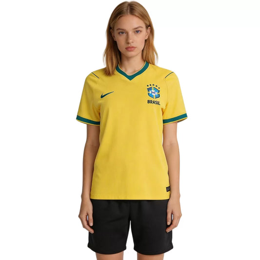 Camiseta de fútbol local de Brasil para mujer Copa Mundial 2026